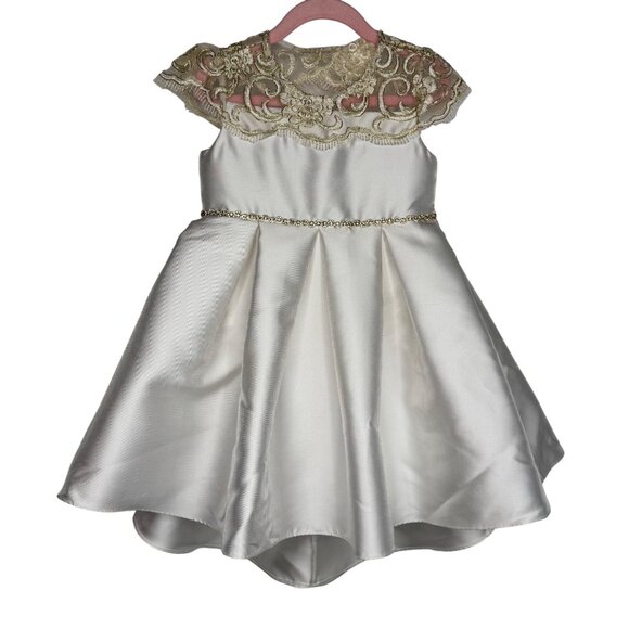 Rare Editions NWT Ivory Embroidered Formal Dress 4T Flower Girl Baptism Bautismo - Picture 1 of 14